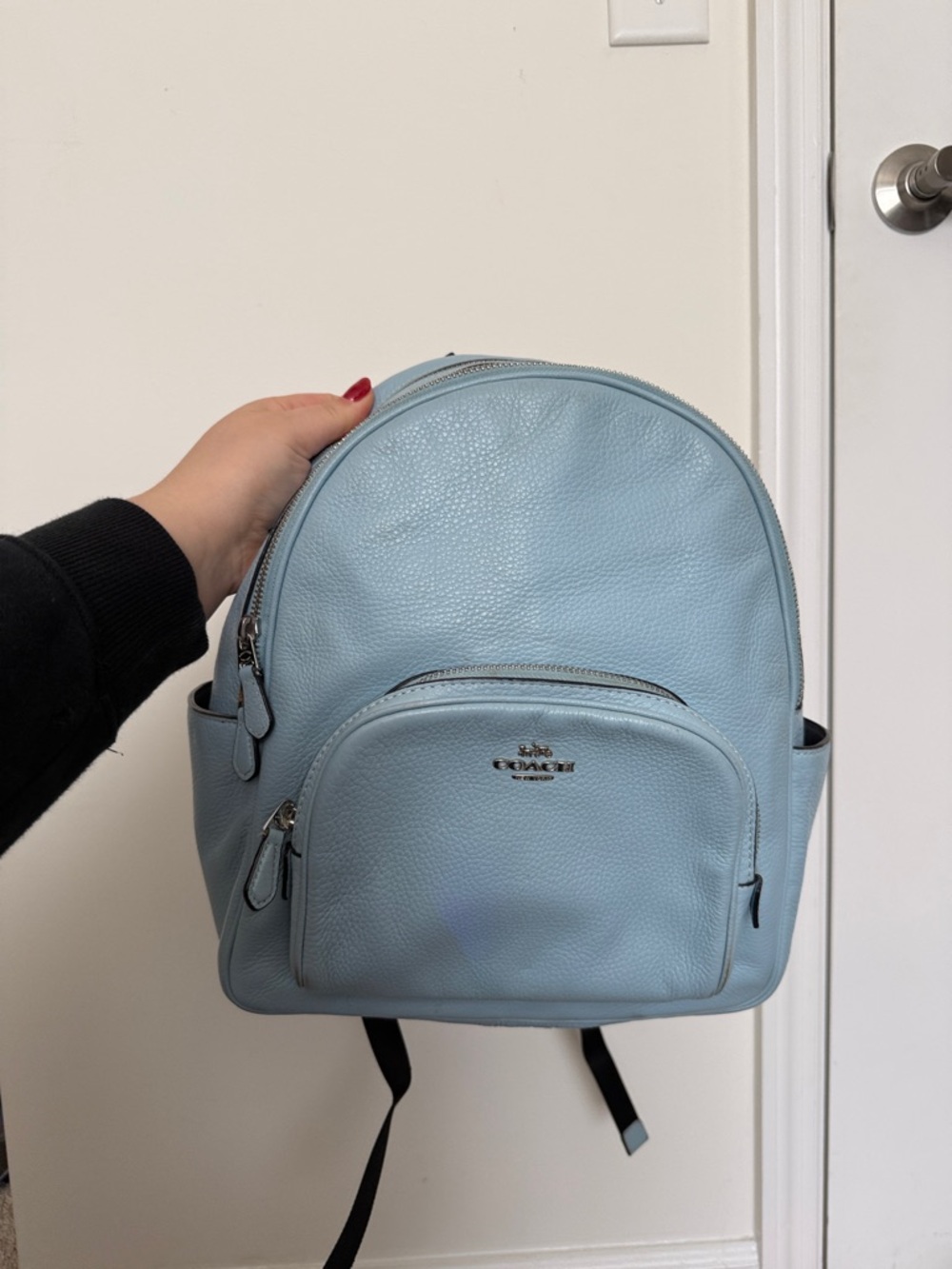 Coach Light Blue Pebbled Leather Backpack